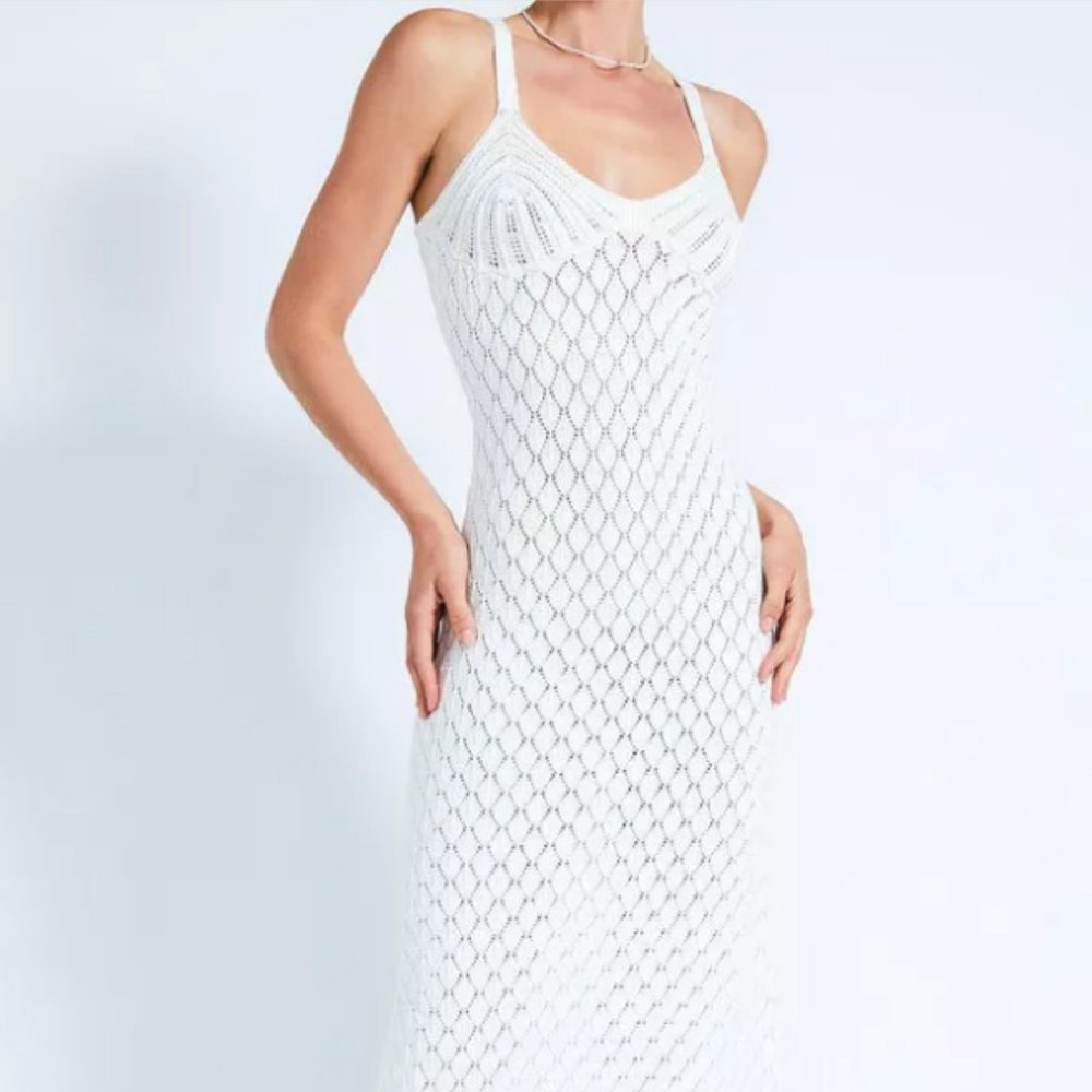 DEVON WINDSOR White Crochet Knit Swim Coverup Maxi